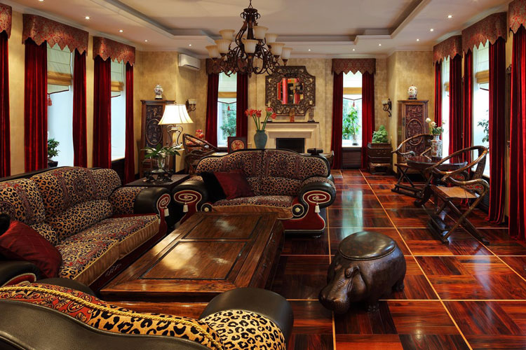 African Style Contemporary Living Room Interior