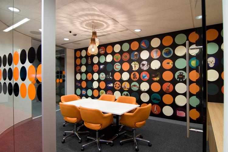amazing polkadot meeting room office interior design wall decor interiornity Extraordinary Office Wall Art Design Ideas